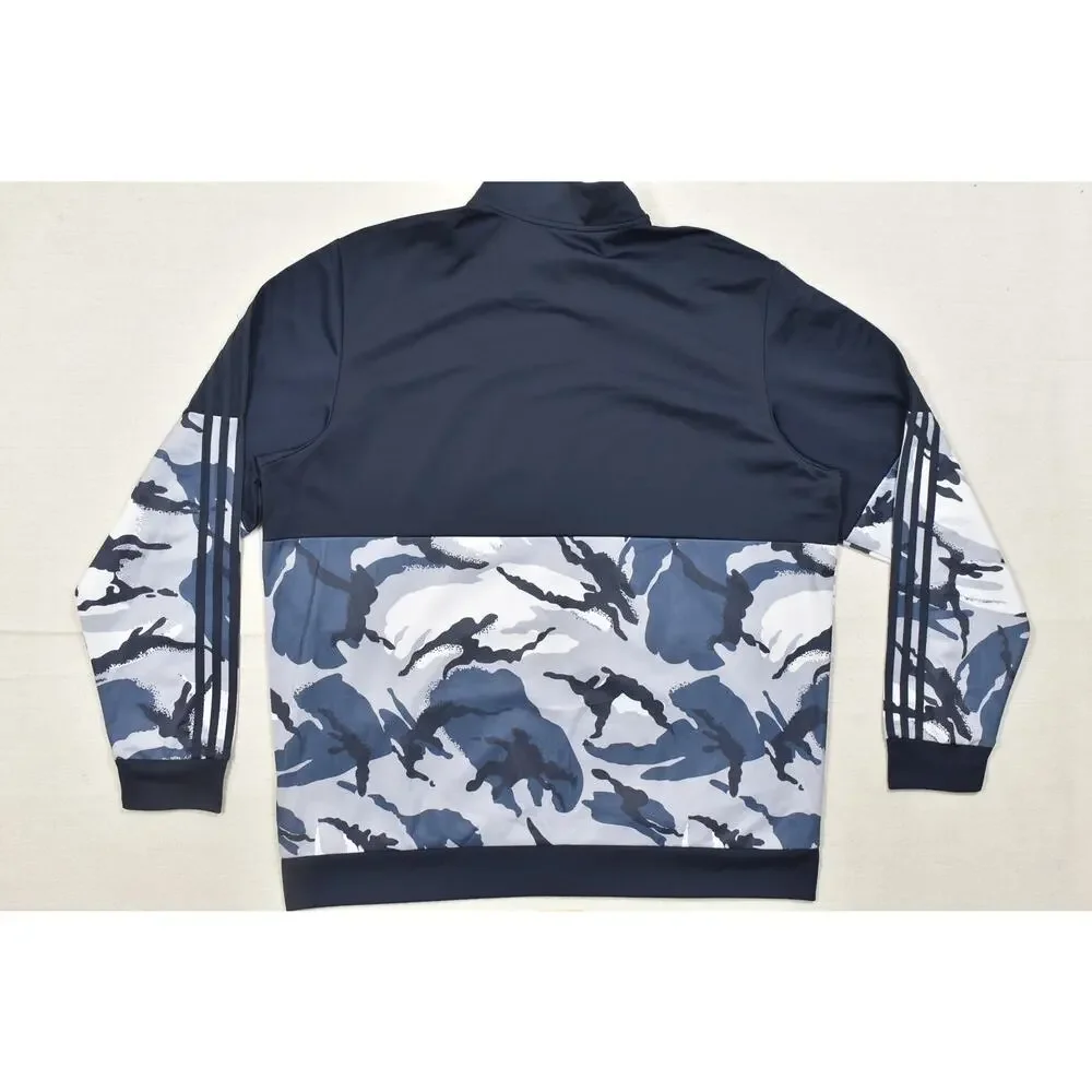 Adidas Mens 2XL Track Jacket Full Zip Blue Camo Colorblock Recycled Polyester Ma